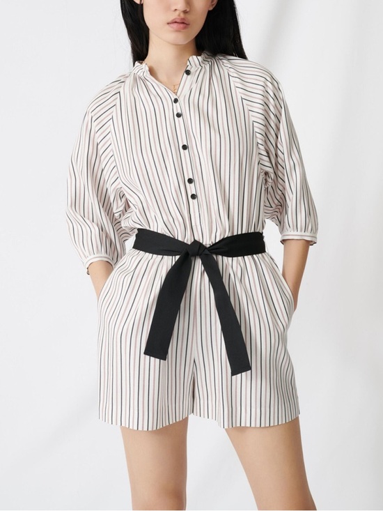 Maje Pants - *no belt* Maje Cream Striped Romper